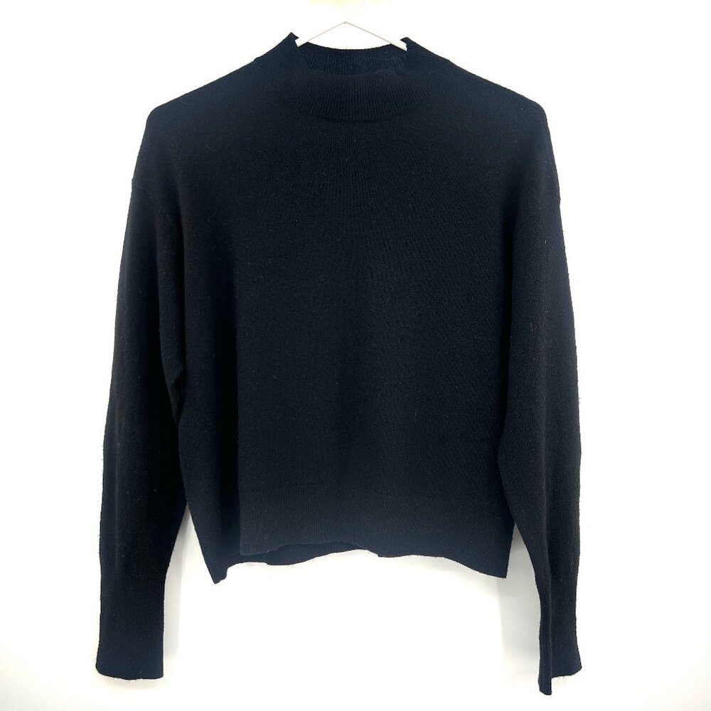 Everlane 100% Cashmere Black Mock Neck Boxy Pullover Sweater Women's Small